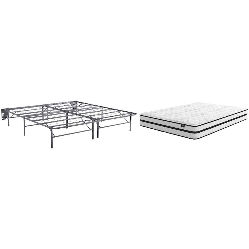 Signature Design by Ashley Chime 10 Inch Hybrid Black/White 2-Piece King Mattress Package
