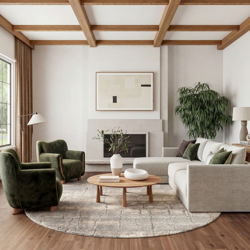 Nourison Luxurious Shag Ultra Plush Glam Abstract Area Rug - 8' x Round - Ivory/Beige - Round