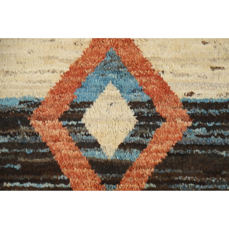 Tribal Moroccan Oriental Area Rug Hand-Knotted Orange Wool Carpet - 5'7" x 8'3"