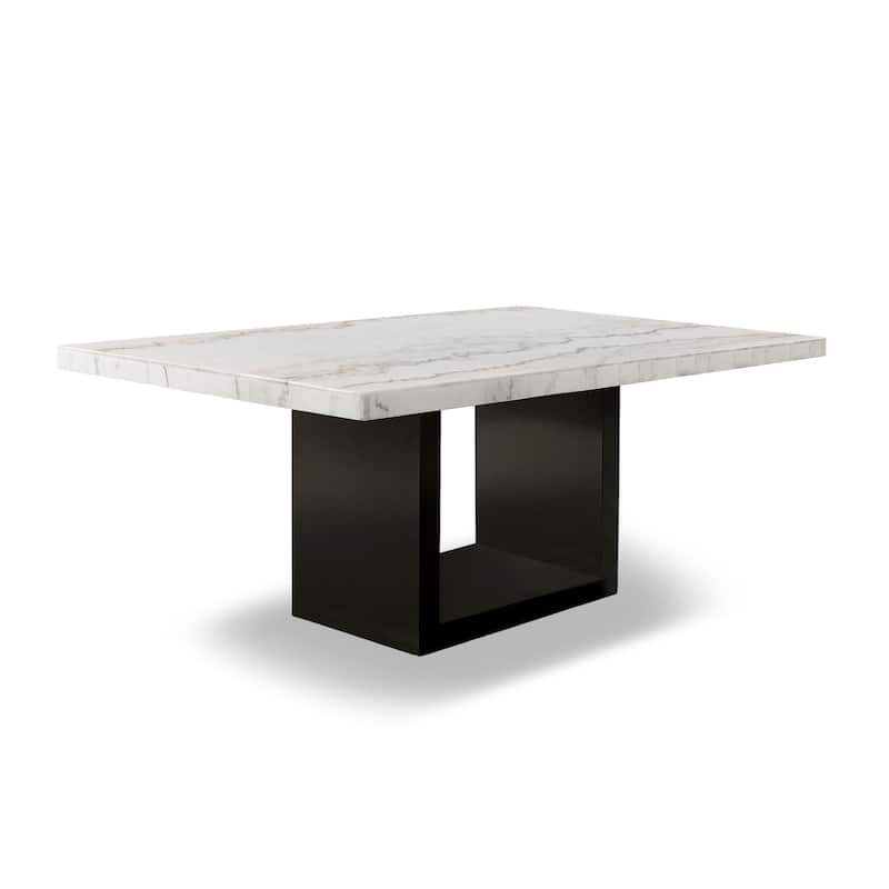Furniture of America Cots Farmhouse White 70-inch Marble Dining Table - White