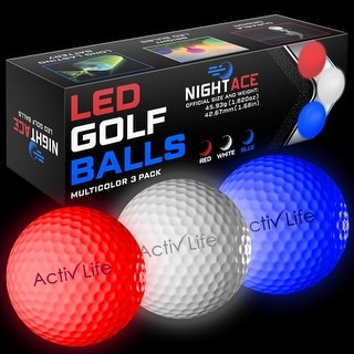 Activ Life LED Golf Balls (3 Patriotic) Best Glow in the Dark Golfer for Men and Women Night Golfing Unique Novelty