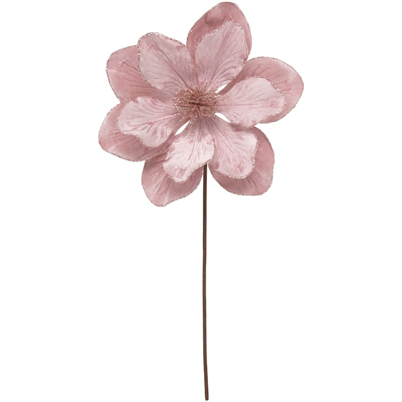 23" Blush Pink Flower Glittered Christmas Floral Pick - 23