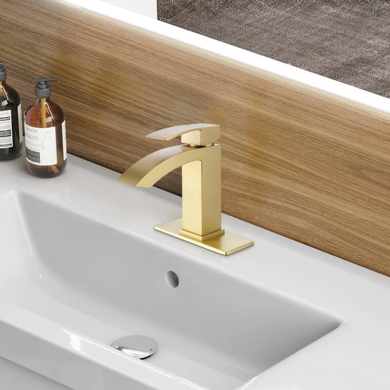 Modland Single Handle Waterfall Bathroom Sink Faucet with Deck Plate