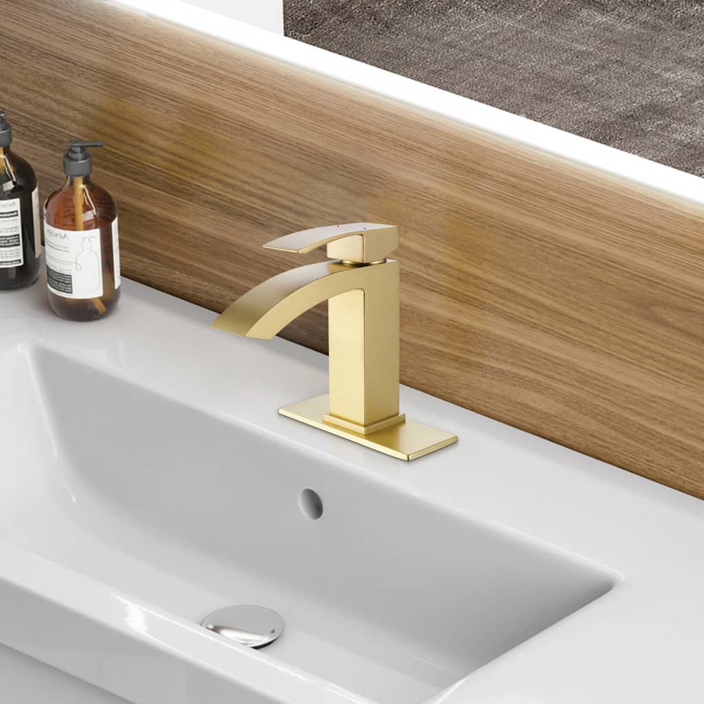 Modland Single Handle Waterfall Bathroom Sink Faucet with Deck Plate