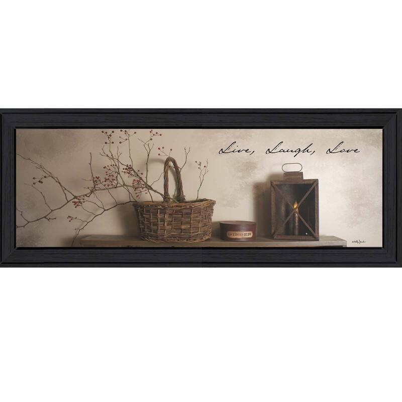 TrendyDecor4U Traditional "Live, Laugh and Love" Framed Print Wall Art by Billy Jacobs - Wood - Black