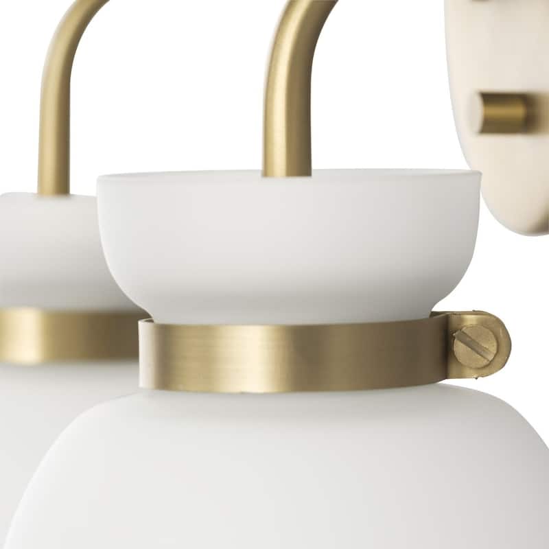 Lexie Collection Two-Light Brushed Gold Contemporary Vanity Light - 14 in x 6.62 in x 11 in