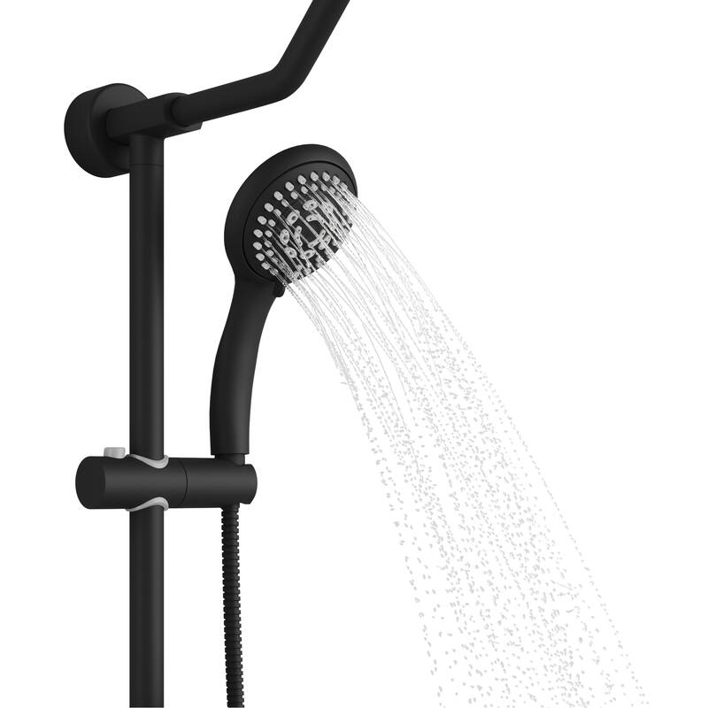 Kauai III 8-in Rain Showerhead Shower System with Slide Bar and Integrated Soap Dish Matte Black 1.8 GPM