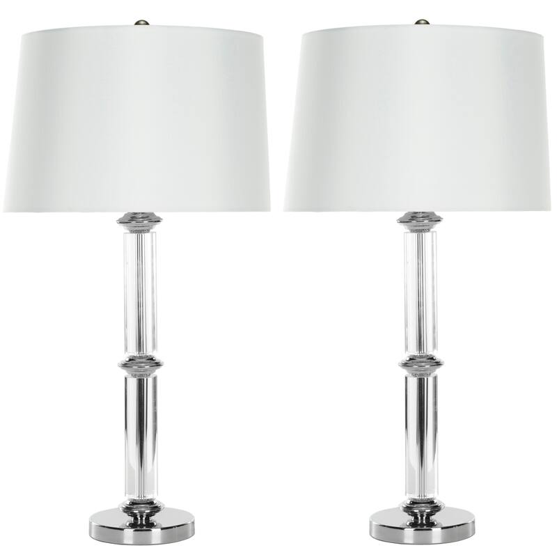 SAFAVIEH Lighting Idalina 30-inch Cylinder Glass Table Lamp (Set of 2) - 16" W x 16" L x 28.5" H - 16Wx16Dx29H