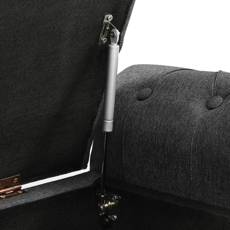 Modern Velvet Upholstered Storage Bench with Silver Nailhead Trim