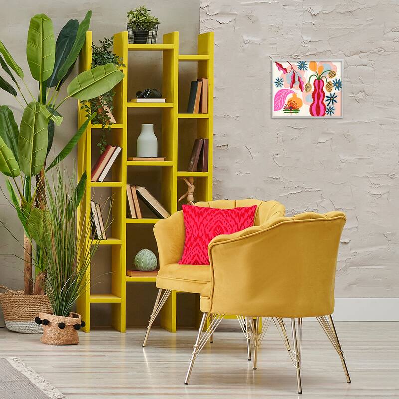 Stupell Eclectic Mod Flower Vases Framed Giclee Art Design By Suzanne Allard