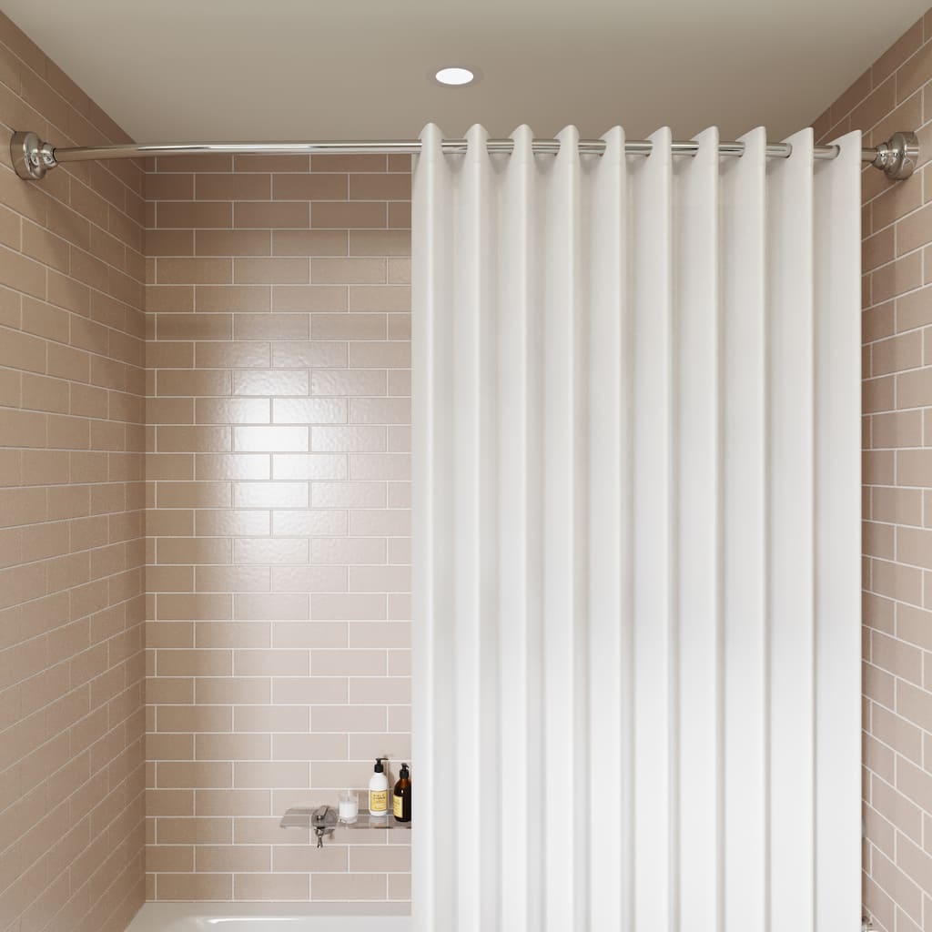 Croydex Curved Chrome Space Saver Shower Curtain Rod, Adjustable Length with Durable Stainless Steel, extends 60 Inches