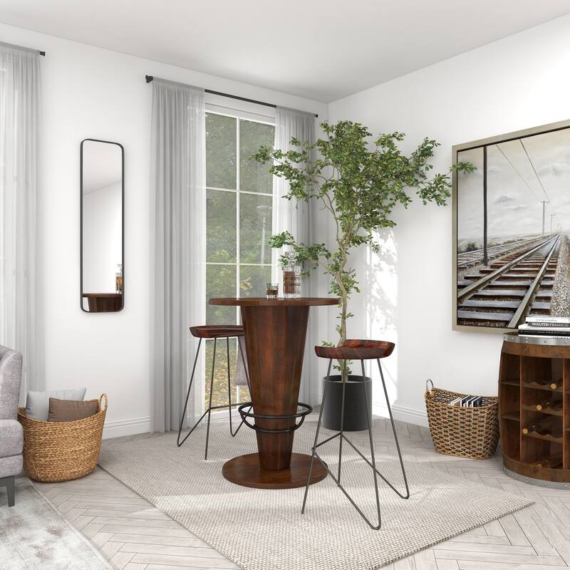 Brown Metal Bar Stool with Wood Seat