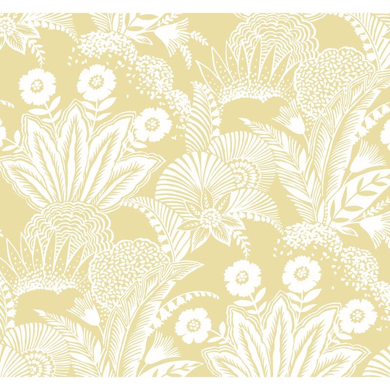 Seabrook Designs Suvi Palm Grove Unpasted Wallpaper - 27 in W x 27 ft. L - Butter
