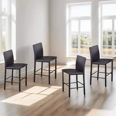 Metal Counter Height Dining Chairs with Black Metal Frame, Set of 4