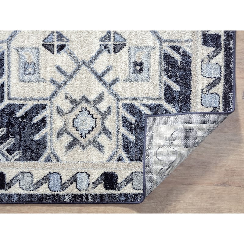Abani Cruz Geometric Navy Indoor Area Rug
