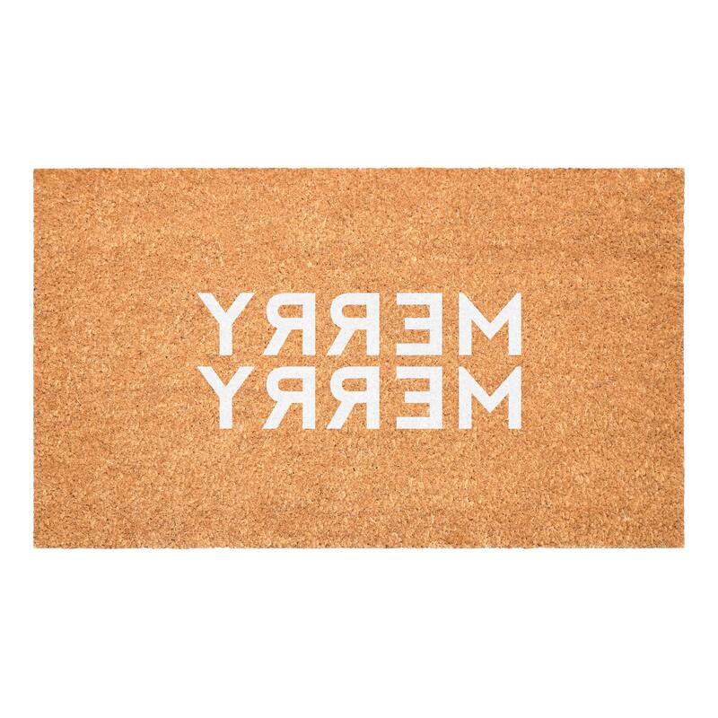 HomeRoots 17" X 29" Brown And White Christmas Outdoor Coir Door Mat - 17.00' X '29.00
