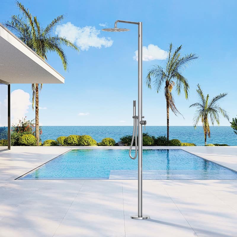 Rbrohant 84"H Stainless Steel Freestanding Outdoor Shower with Handshower