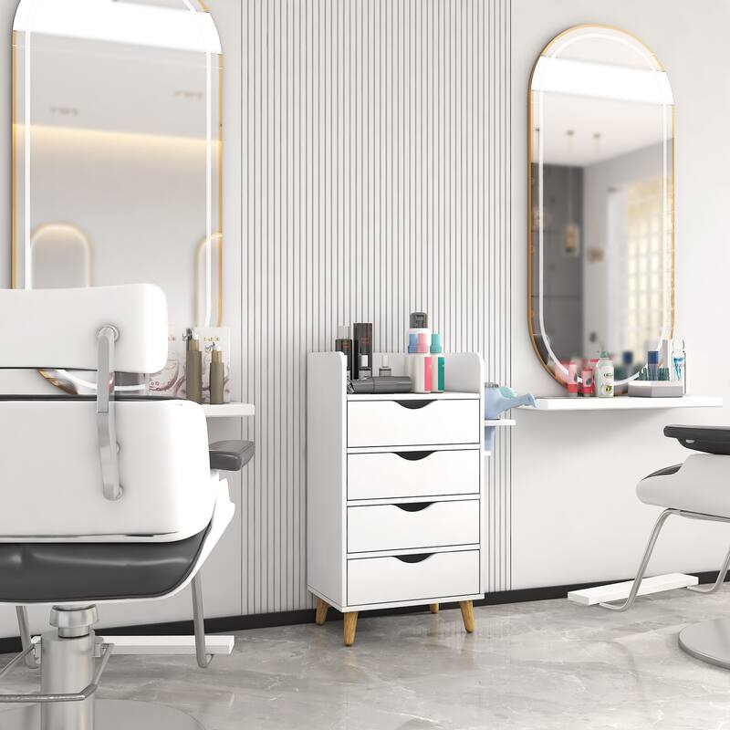 4 -Layer Salon Storage Cabinet,Beauty Barber Salon Styling Station Organizer Equipment,4 Drawers and Raised Table Legs