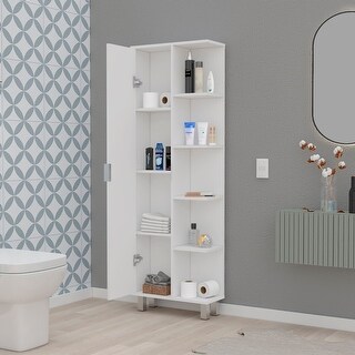 Modern White 1-Door Linen Cabinet for Bathroom - On Sale - Bed Bath ...