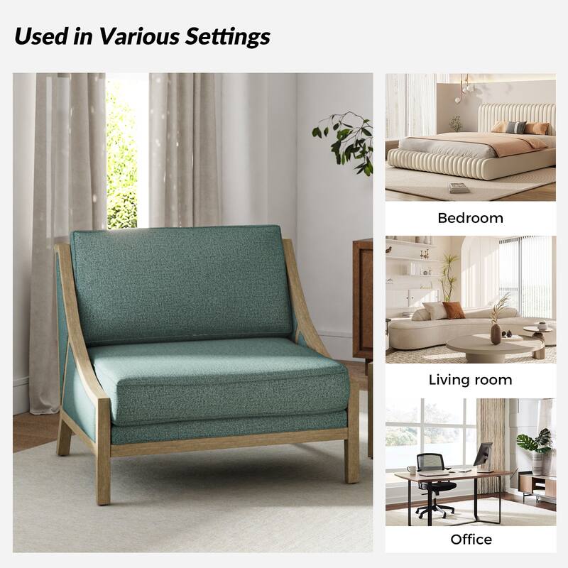 Kim Farmhouse Armchair with Solid Wood Legs