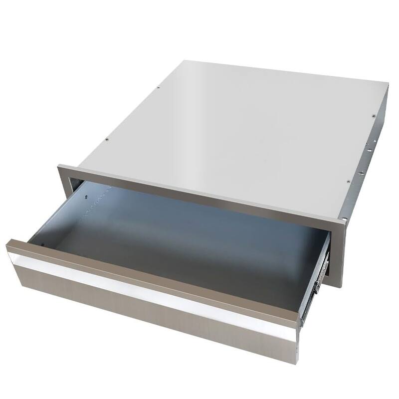Outdoor Kitchen Drawer 24" W x 6.5" H x 23" D, 304 Stainless Steel Flush Mount Single Layer Access BBQ Drawers