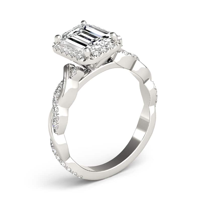 Auriya 14k White Gold Lab Grown Emerald Diamond Halo Engagement Ring 0.50 to 5.00 ct. tw. (F-G VS)