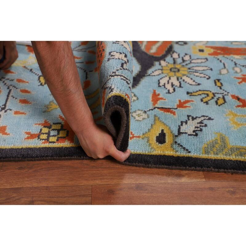 Animals Design Blue Ziegler Oriental Area Rug Hand-Knotted Wool Carpet - 7'10" X 10'0"