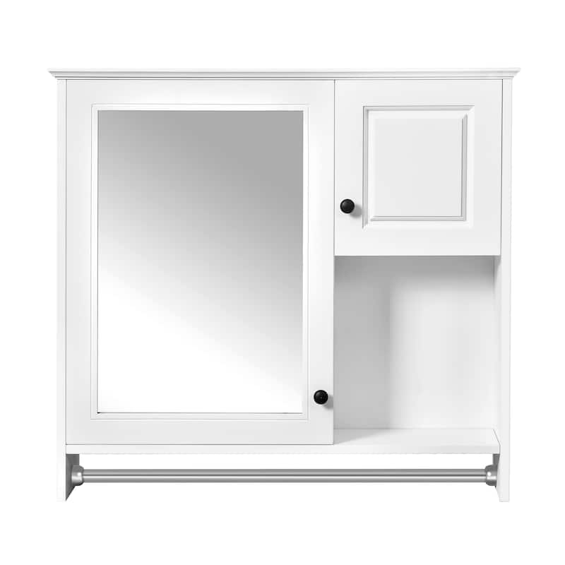 Roomfitters 30" Wall Cabinet with Mirror, Medicine Cabinet with 2 Shelves, Over Toilet Bathroom Storage Unit, White