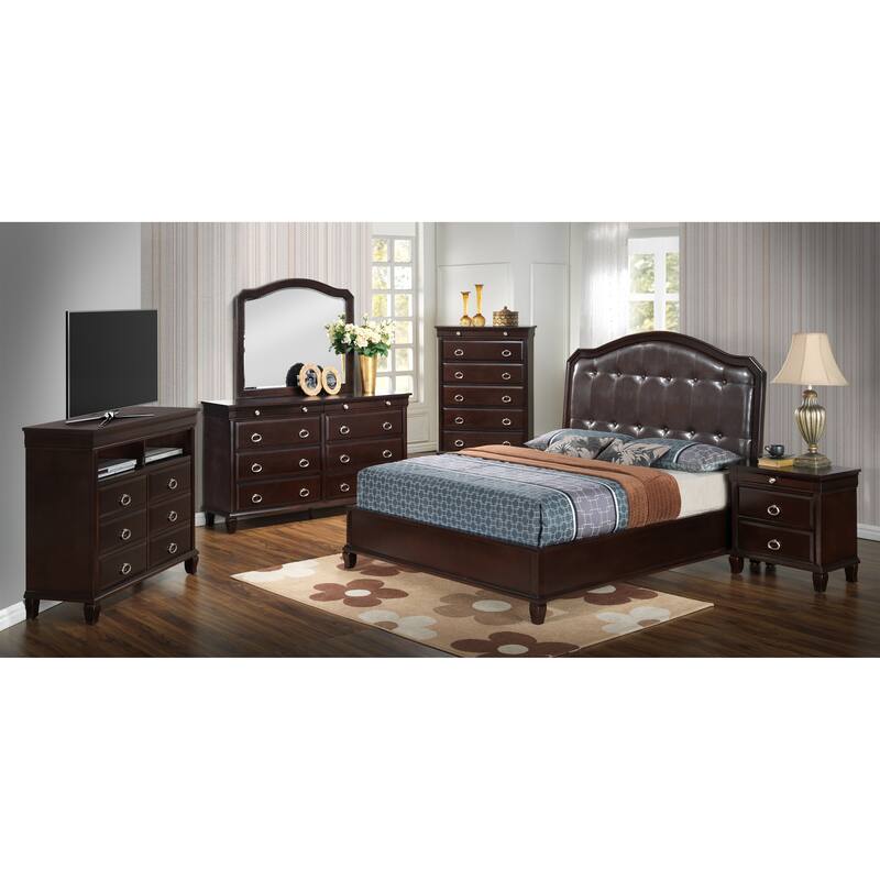 Queen Size Particle Board Transitional Platform Bed with Sturdy Construction