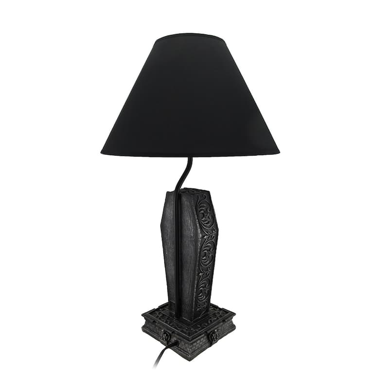 Zeckos Vampire In Coffin Black Table Lamp And Fabric Shade - 22 X 6 X 6 inches