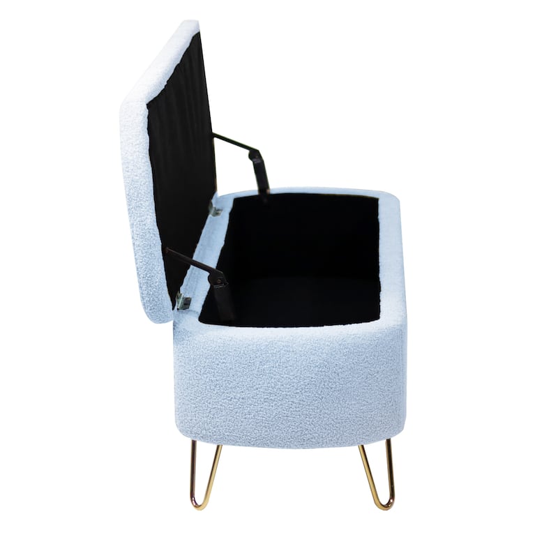 Upholster Storage Ottoman Bench with Faux Fur - 39.37"L x 15.75"W x 15.5"H