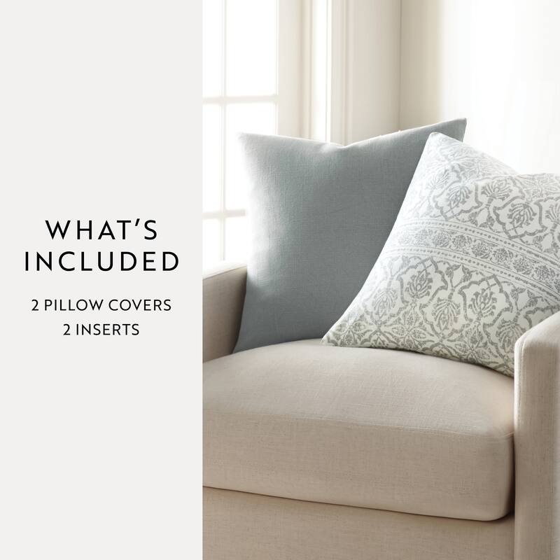 2-Pack Cotton Slub Decor Throw Pillows in Antique Floral