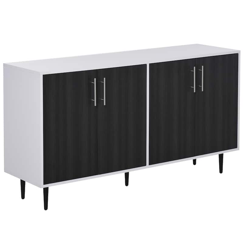 HOMCOM Modern Sideboard Buffet Kitchen Storage Cabinet with Adjustable Shelves, Anti-Topple Design, and Large Countertop, Grey