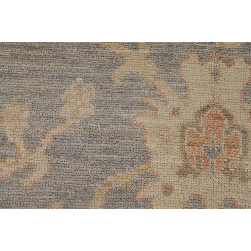 Vegetable Dye Oushak Turkish Rug Handmade Bedroom Grey Wool Carpet - 4'2"x 6'11"