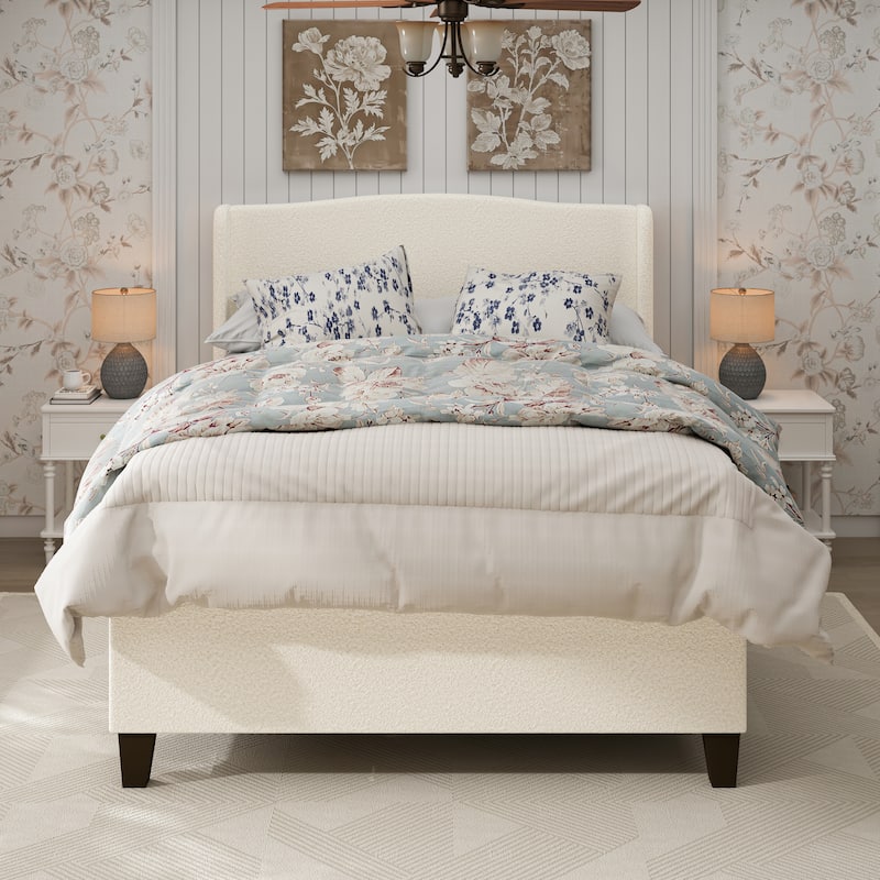 GDFStudio - Jane 49.21" High Back Upholstered Headboard Bed Frame with High Footboard