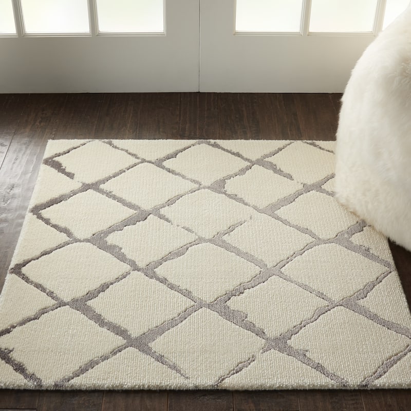 Nourison Twilight Contemporary Geometric Trellis Area Rug