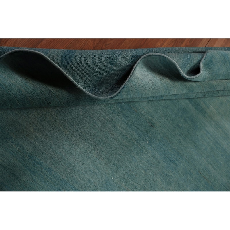 Modern Aqua Gabbeh Oriental Area Rug Handmade Wool Carpet - 5'7" x 7'9"