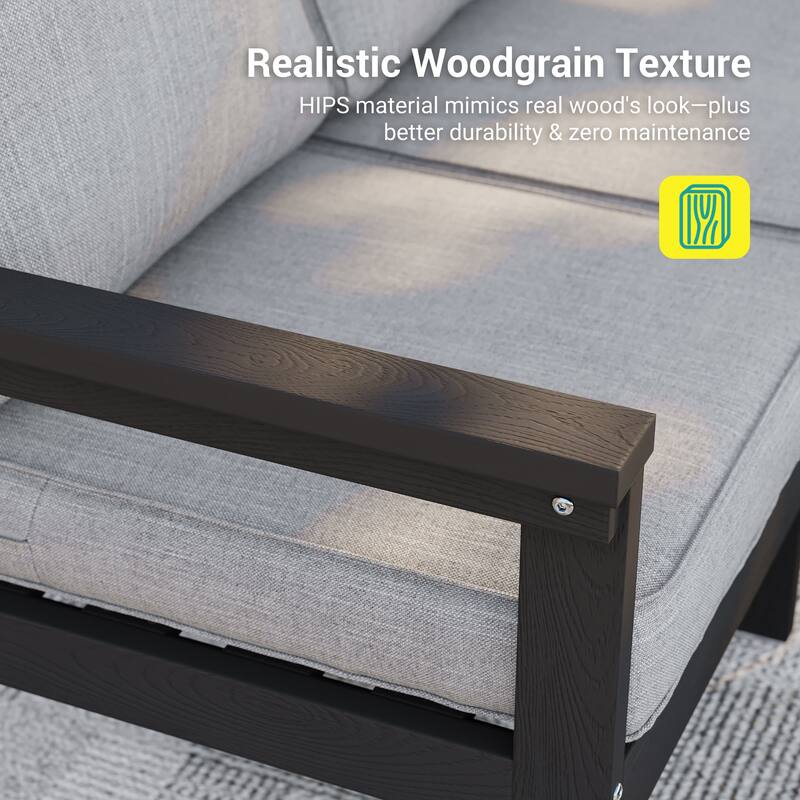 HIPS Outdoor Sofa Set with 3.9 Inch Cushions & Ottoman (Set of 5)