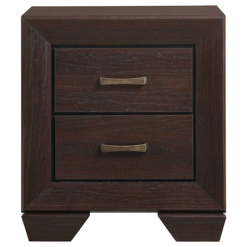 Dark Cocoa 2-Drawer Rectangular Nightstand with Wood Grain Finish