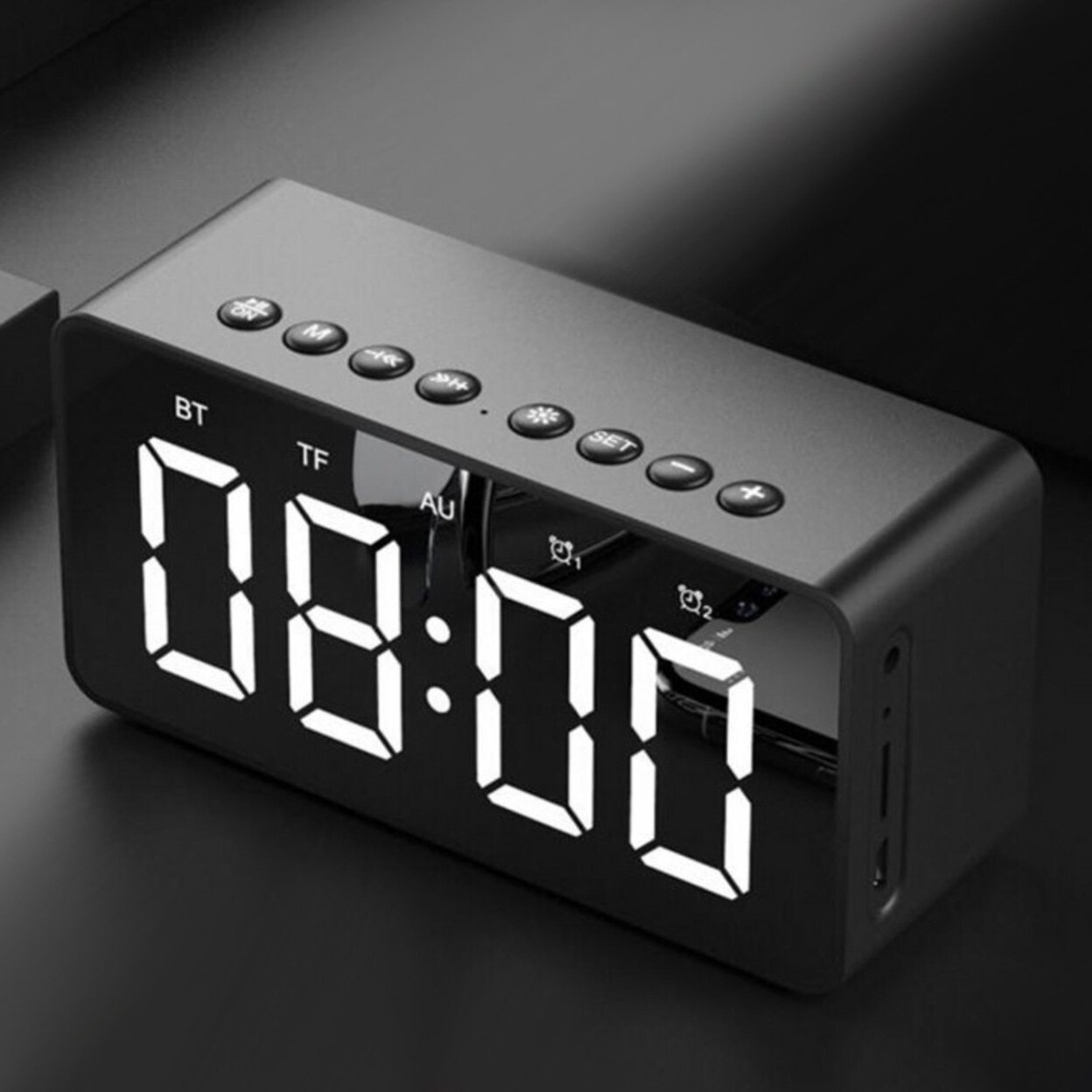 Shop Alarm Clock Fm Radio Bluetooth Wireless Speaker Portable Nightstand Large Display Clock Overstock 31166219