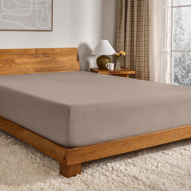 Bare Home Cotton Flannel Fitted Sheet - Twin XL - Taupe