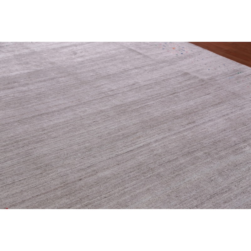 Hand Knotted Oriental 100% Wool Carpet Tribal Tribal Greys & Charcoal Gabbeh Area Rug - 12' 1'' X 9' 2''