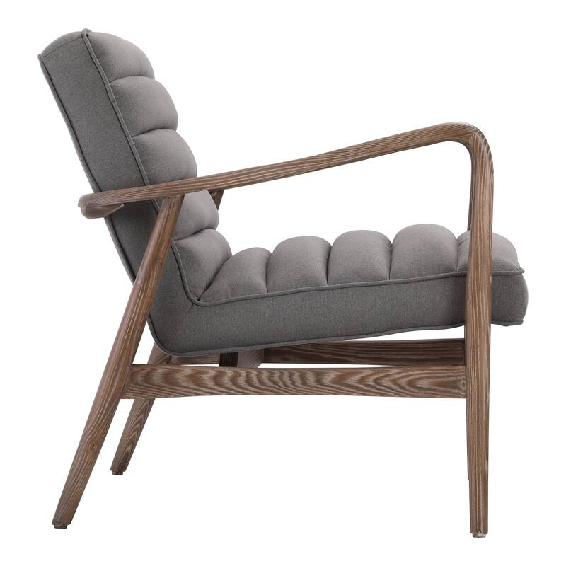 Aurelle Home Ash Wood and Upholstery Arm Chair - 30" wide x 27" deep - Grey