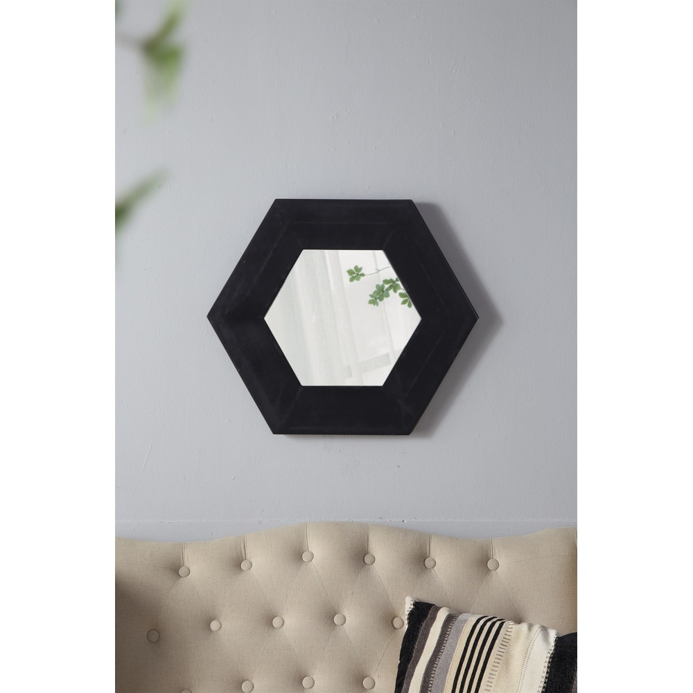 Hexagon Mirror with Natural Wood Frame
