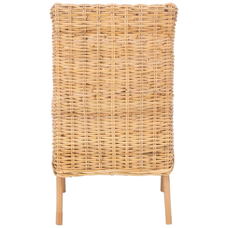 SAFAVIEH Winnifred Coastal Rattan Accent Chair with Cushion - 18.5" W x 22.8" L x 38.2" H - 19Wx23Dx38H