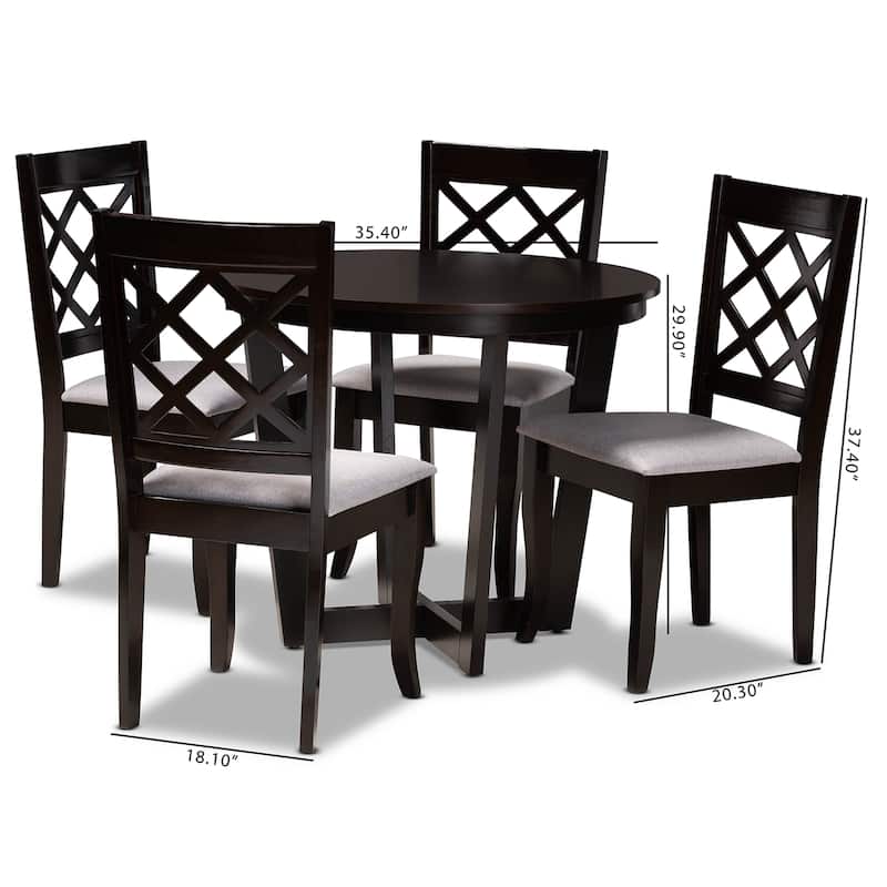 Selby Modern Fabric and Wood 5-Piece Dining Set
