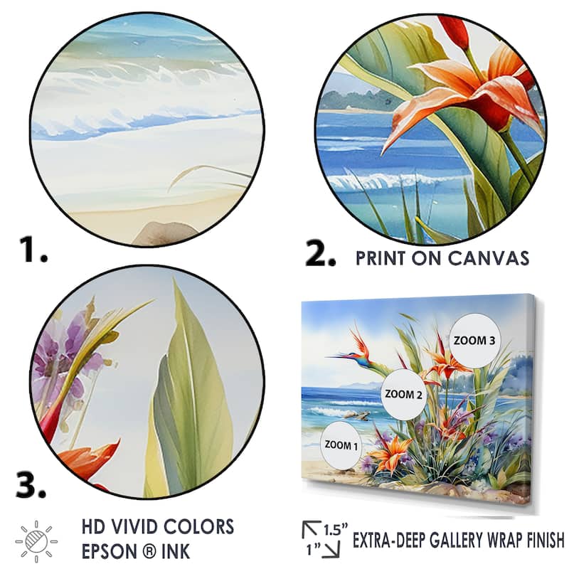 Designart "Birds Of Paradise On The Beach " Birds Of Paradise Wall Art