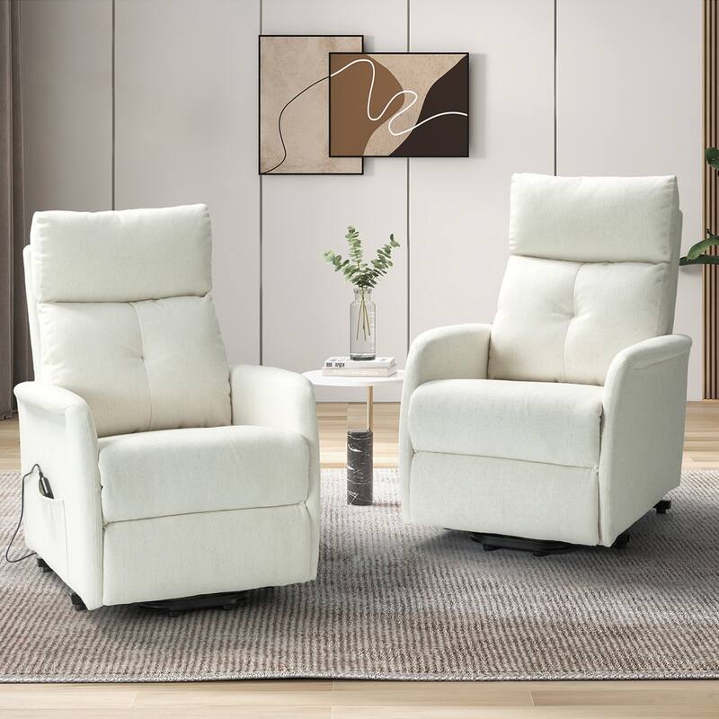 Elisa Power Remote Lift Assist Recliner Set Of 2 with Metal Base - Ivory