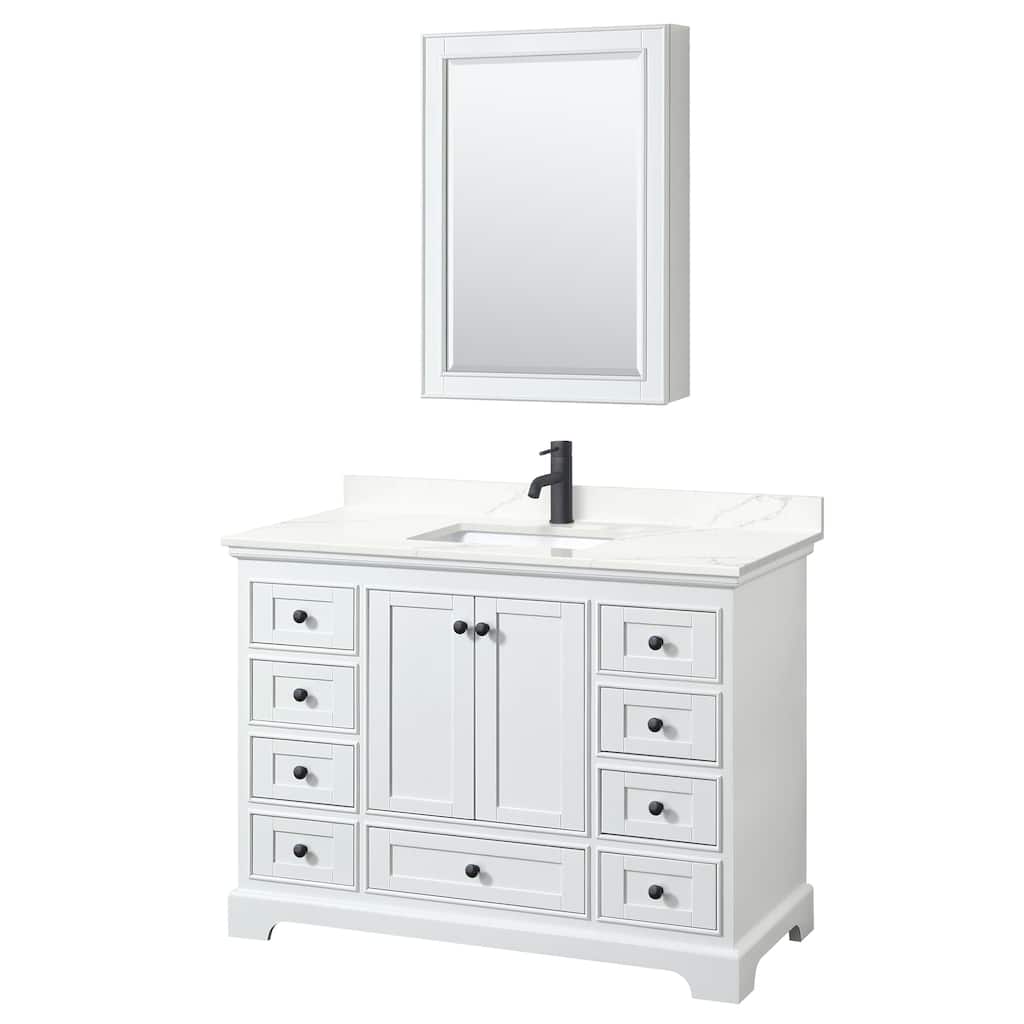 Deborah 48-inch Single Vanity, Quartz Top, Medicine Cabinet
