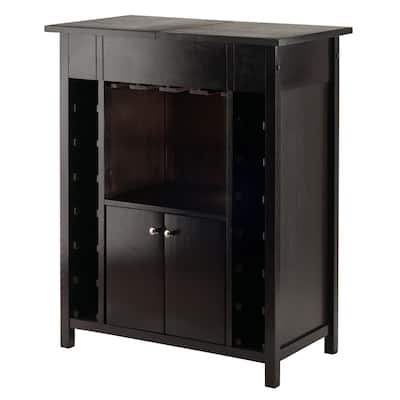Wine Cabinet, Expandable Top, Espresso - 29.92 x 17.32 x 37.01 inches